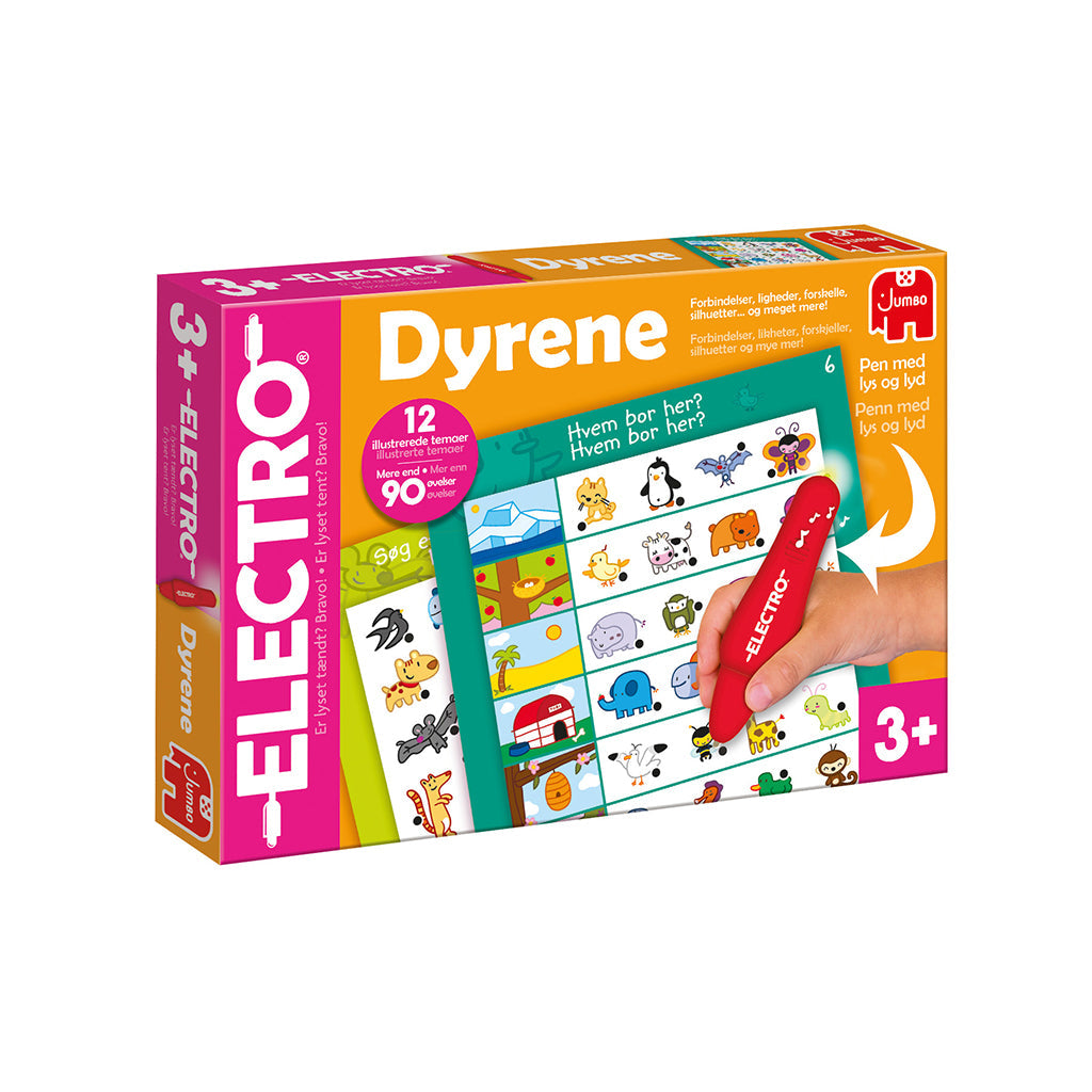 Jumbo Electro, Lek og lær med lyspenn- Dyr, (Dansk og Norsk)