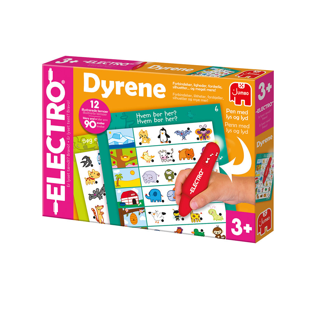 Jumbo Electro, Lek og lær med lyspenn- Dyr, (Dansk og Norsk)