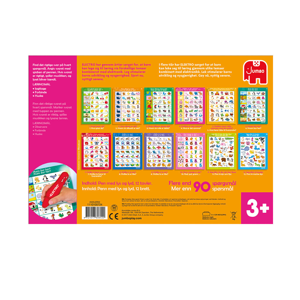 Jumbo Electro, Lek og lær med lyspenn- Dyr, (Dansk og Norsk)