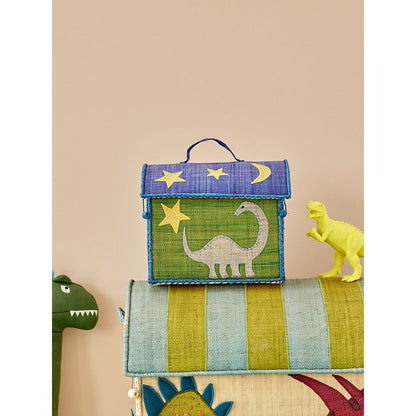 Rice kurvhus til oppbevaring, Ekstra small, grønn - Dinosaurtema