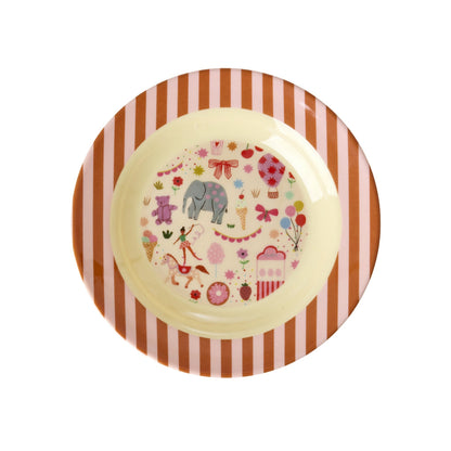 Rice Børneskål i melamin, Pink - Fun fair print