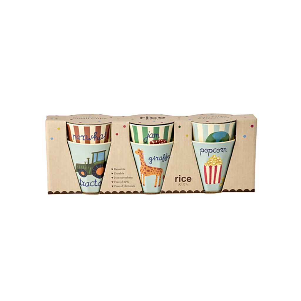 Rice melamin kopper, 6-pak, Blue ABC print - Lille