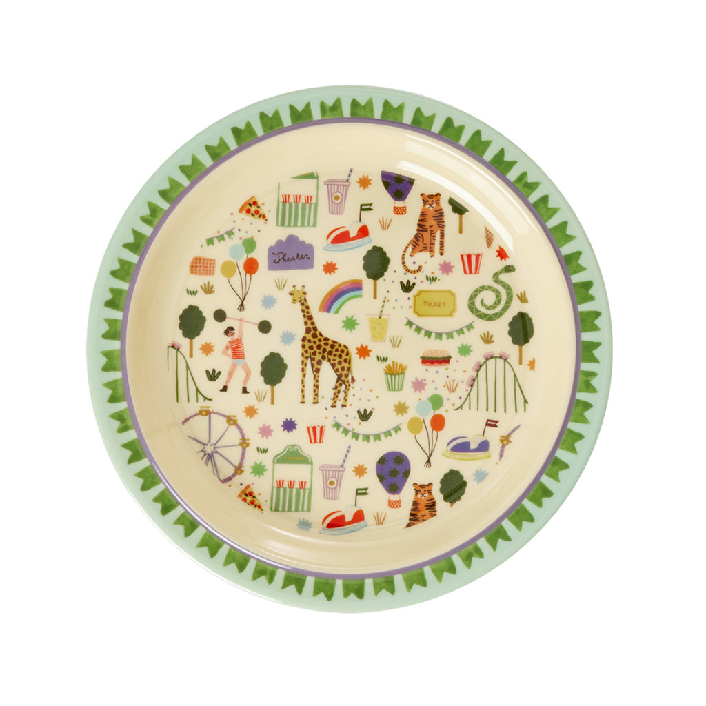 Rice melamin, Frokosttallerken, Fun fair print - Mint