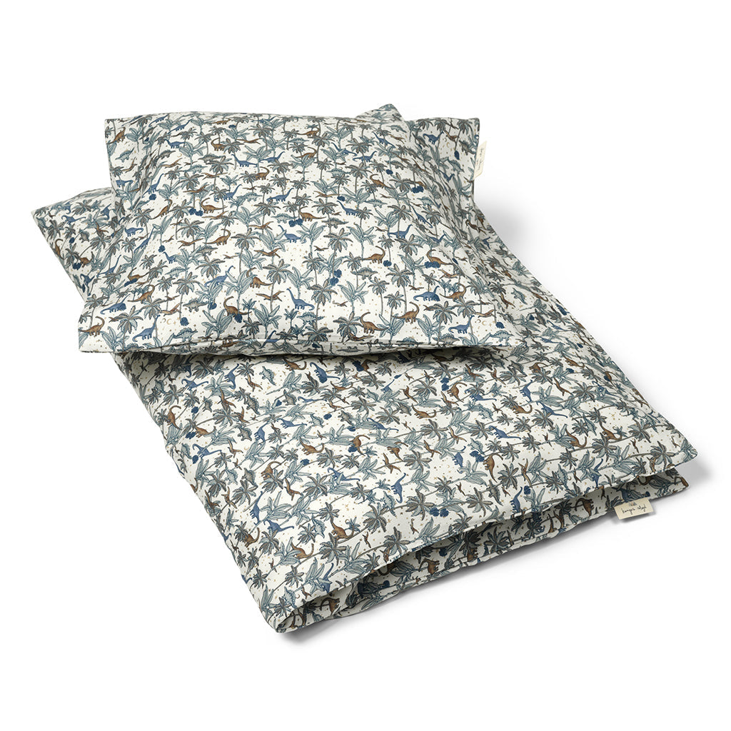 Konges Sløjd voksensengetøy, økologisk, GOTS - Dino blue