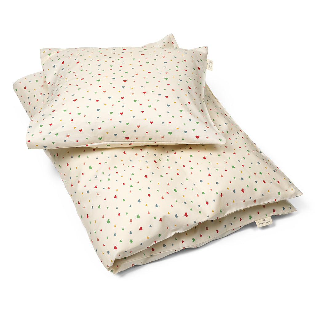 Konges Sløjd juniorsengetøy, økologisk GOTS - Multi hearts