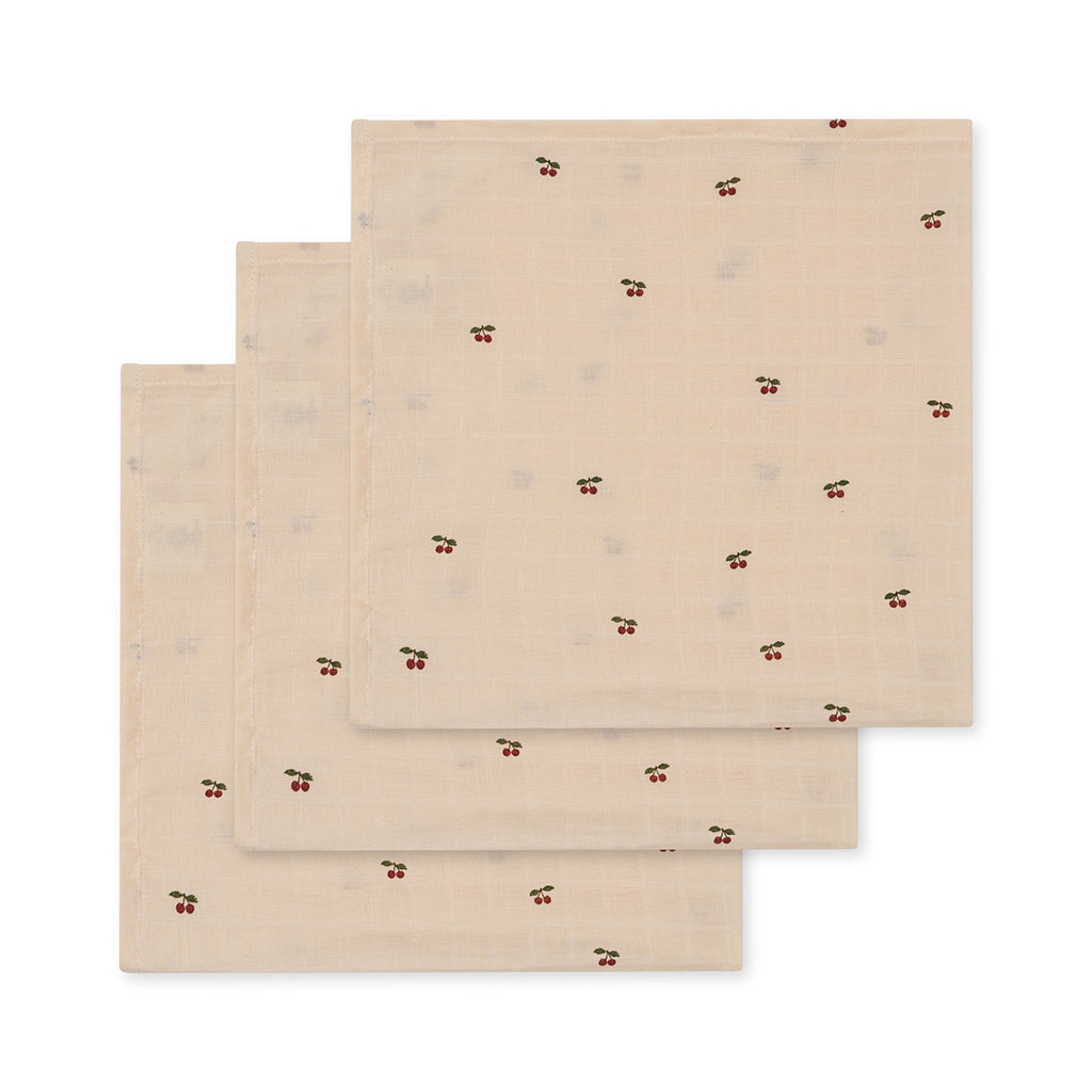 Konges Sløjd stofble, økologisk muslin, 3-pak - Cherry