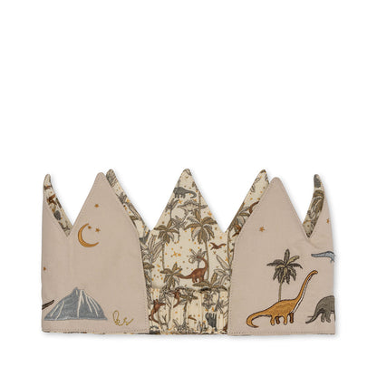 Konges Sløjd Birthday crown, stoffkrone m. filttal, Dino - 1-10 år