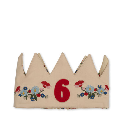 Konges Sløjd Birthday crown, stoffkrone m. filttal, Flower - 1-10 år