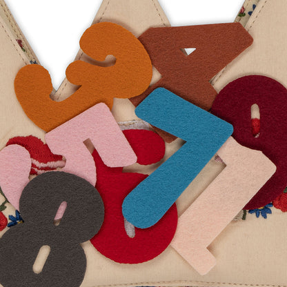 Konges Sløjd Birthday crown, stoffkrone m. filttal, Flower - 1-10 år