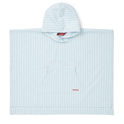 Liewood Kaiden badeponcho med hette, Stripe Pure sky / Creme de la creme