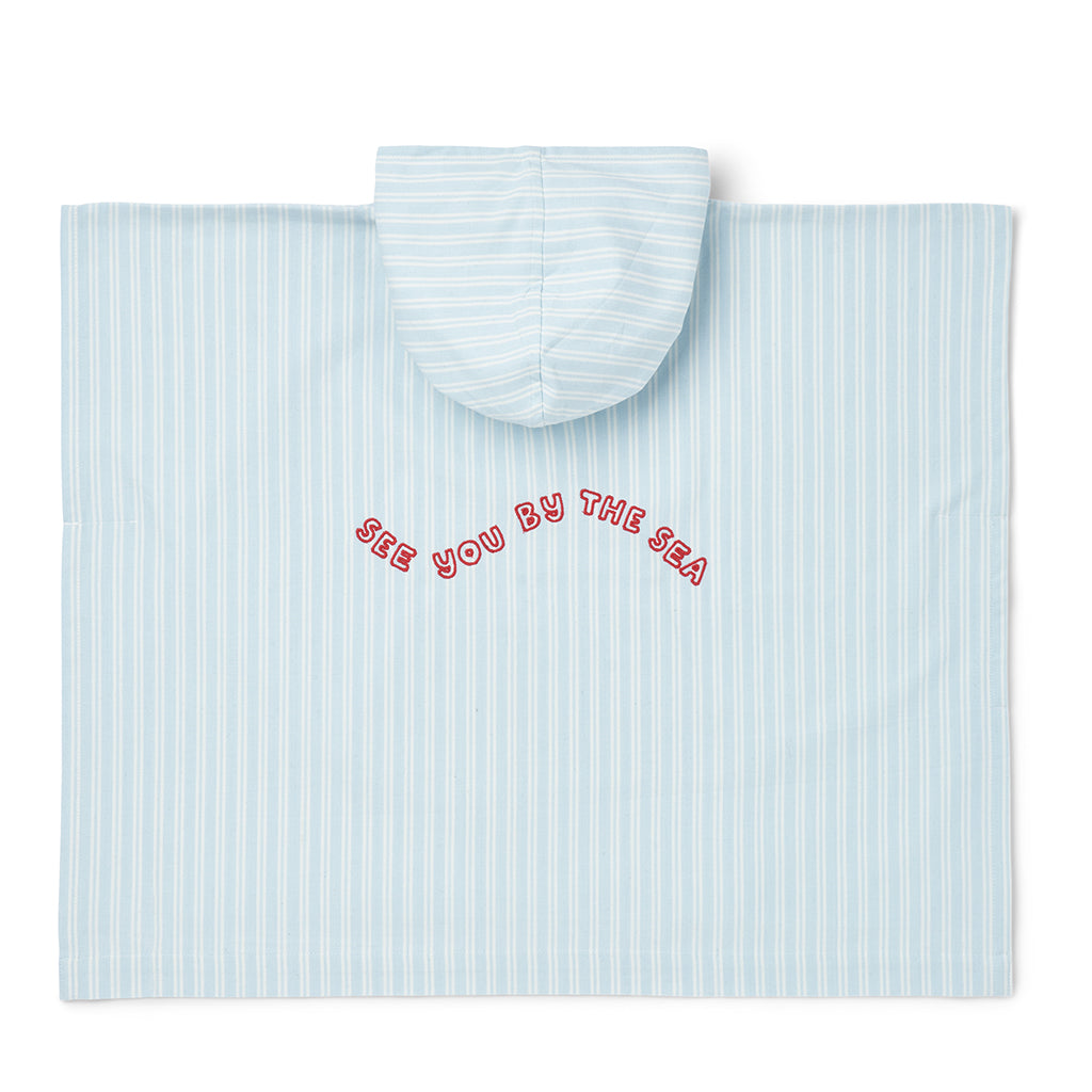 Liewood Kaiden badeponcho med hette, Stripe Pure sky / Creme de la creme