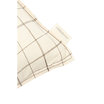 Nobodinoz brodert pute, 50 x 30 cm, vasket fransk lin - Natural grid