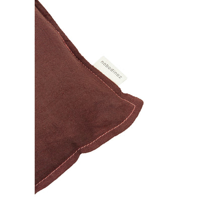 Nobodinoz brodert pute, 45 x 45 cm, vasket fransk lin - Prune