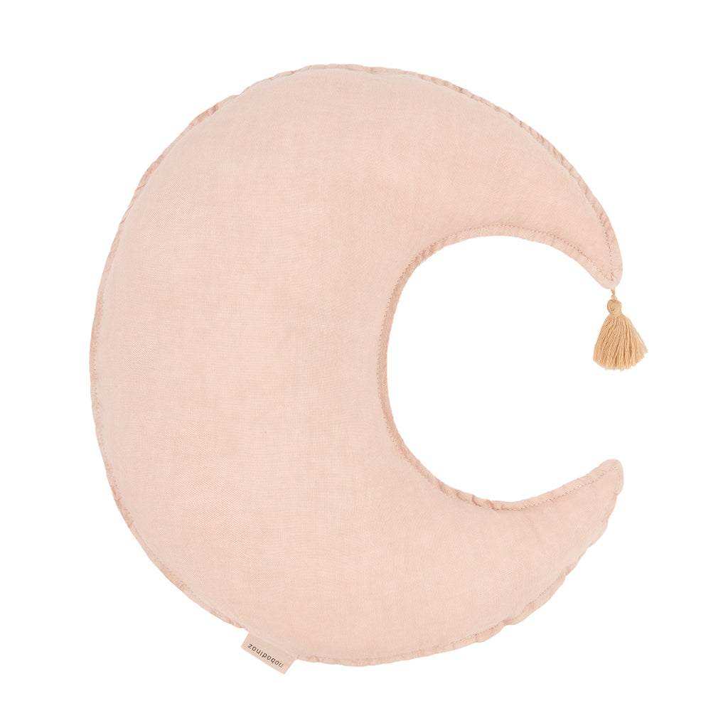 Nobodinoz månepude, vasket fransk hør - Powder pink