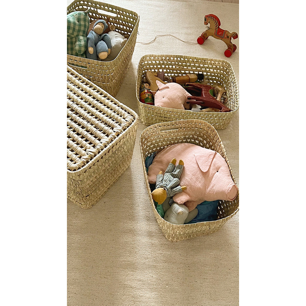 Lubilu kurv av palmeblader, L38 - 38 x 29 x 19 cm