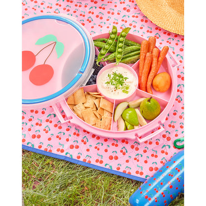 Rice snacksbrett m. lokk, 6-delt - Pink