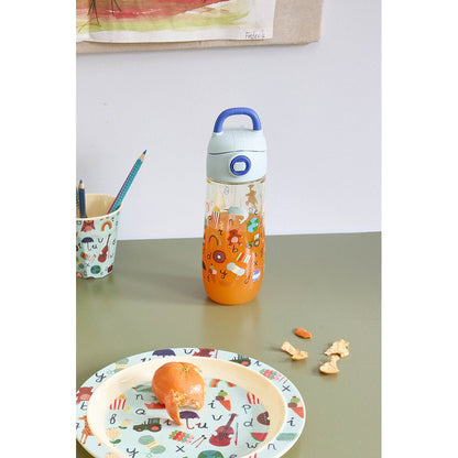Rice Plastik drikkedunk, Blue ABC print