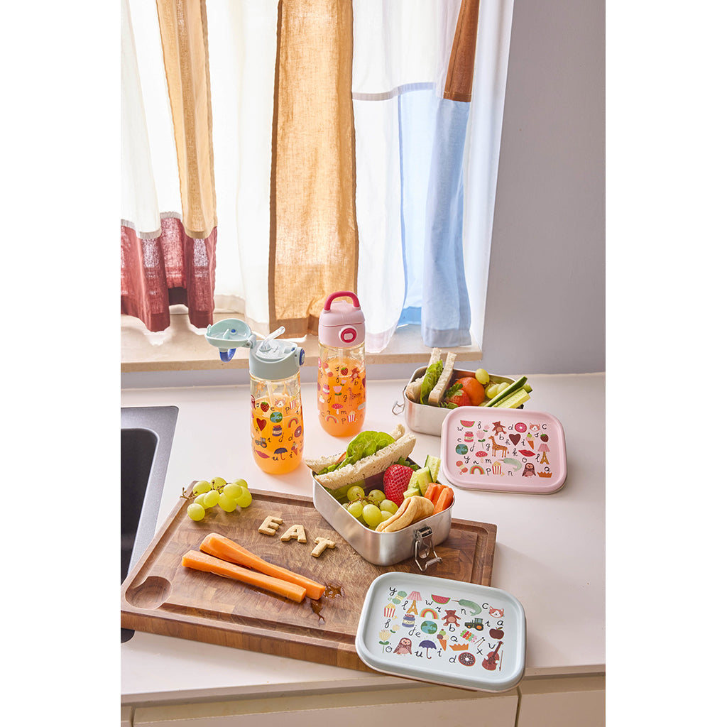 Rice Plast drikkeflaske, Pink ABC print