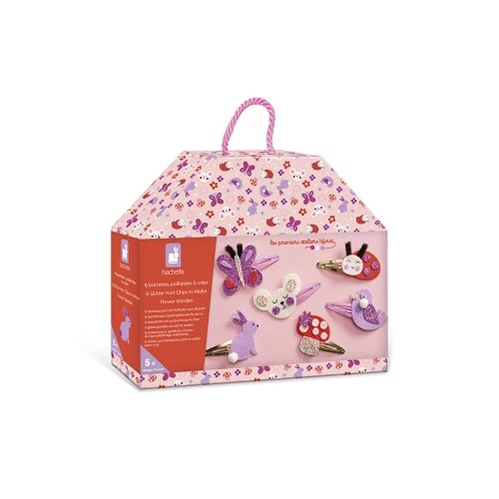 Janod Kreativt lag-selv glitter hårspenner, Flower garden