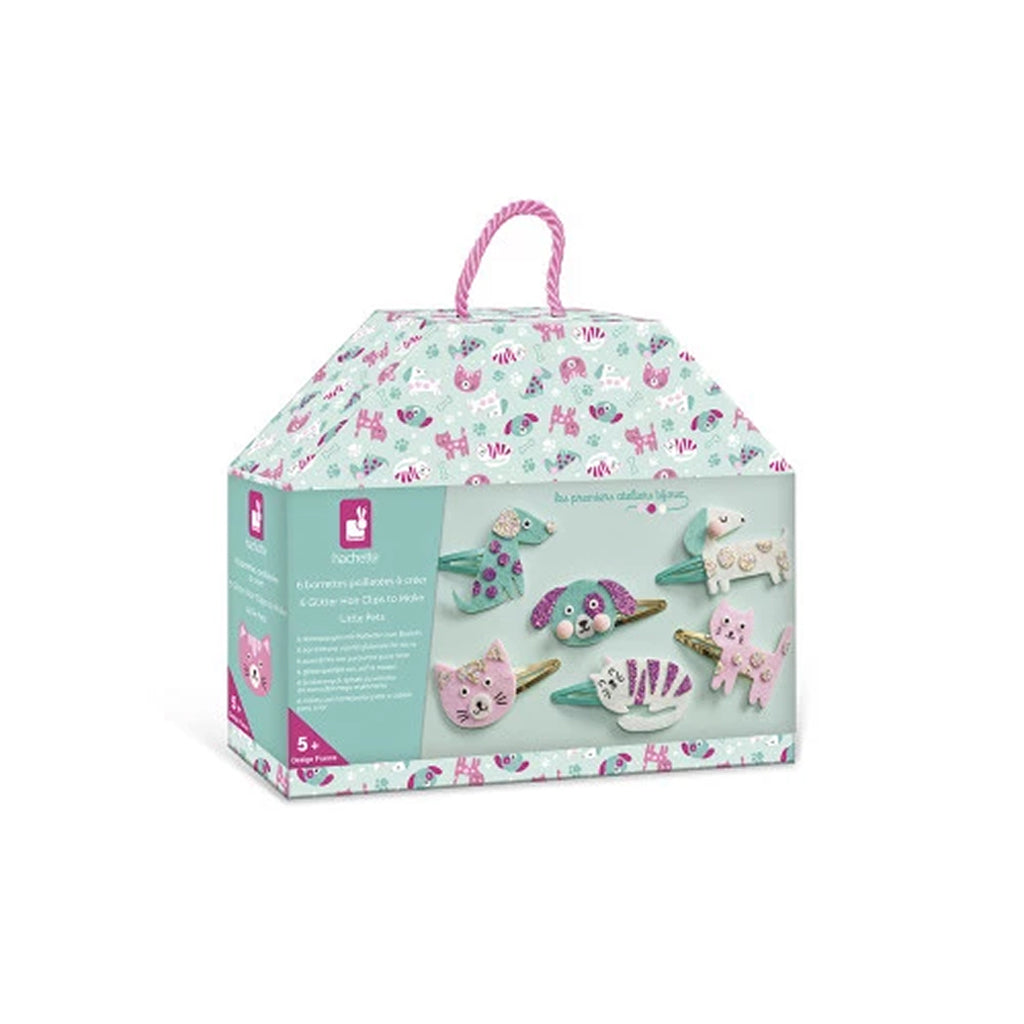 Janod Kreativt lag-selv glitter hårspenner, Little pets