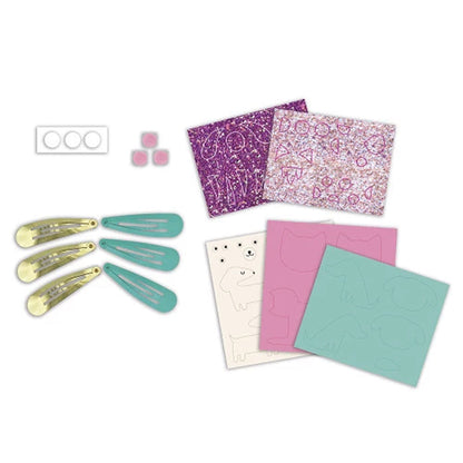 Janod Kreativt lag-selv glitter hårspenner, Little pets