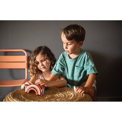 Little L, Babyleker i silikon, Regnbue - Brune og grønne nyanser