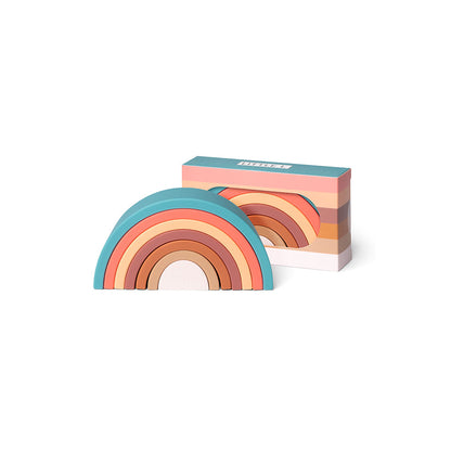 Little L, Babyleker i silikon, Regnbue - Brune og grønne nyanser