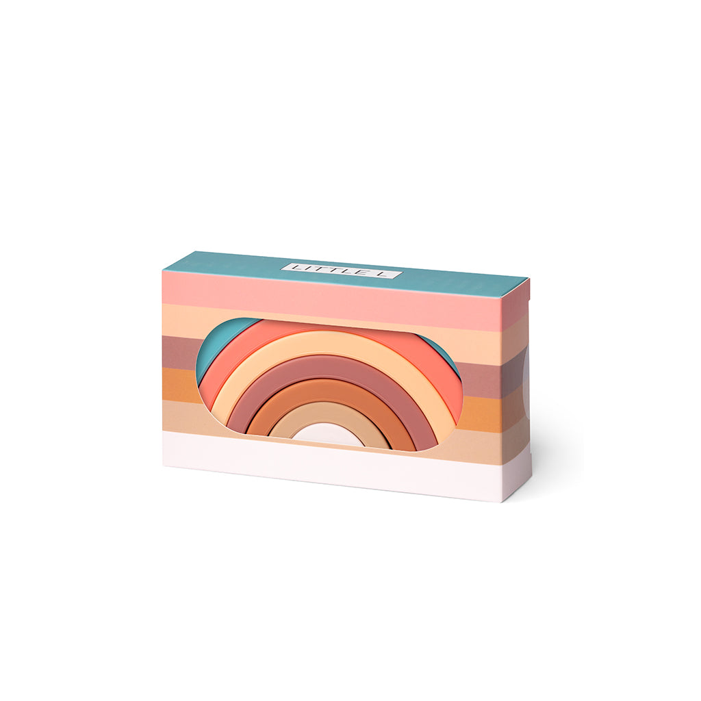 Little L, Babyleker i silikon, Regnbue - Brune og grønne nyanser