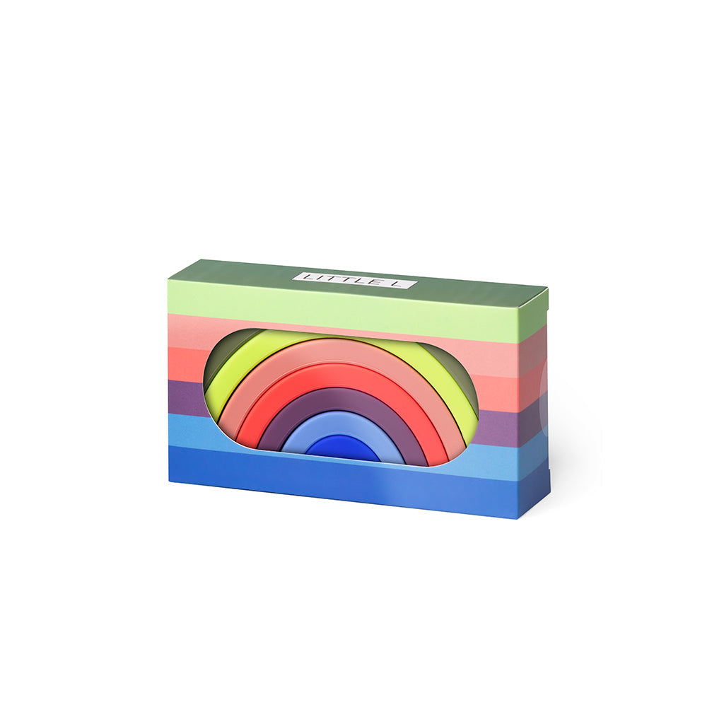Little L, Babyleker i silikon, Regnbue - Grønnaktige, rosa og blålige nyanser
