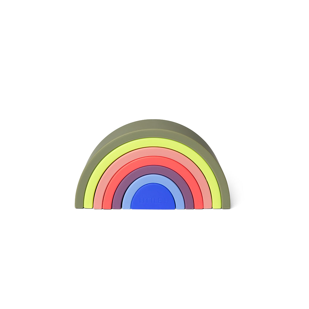 Little L, Babyleker i silikon, Regnbue - Grønnaktige, rosa og blålige nyanser