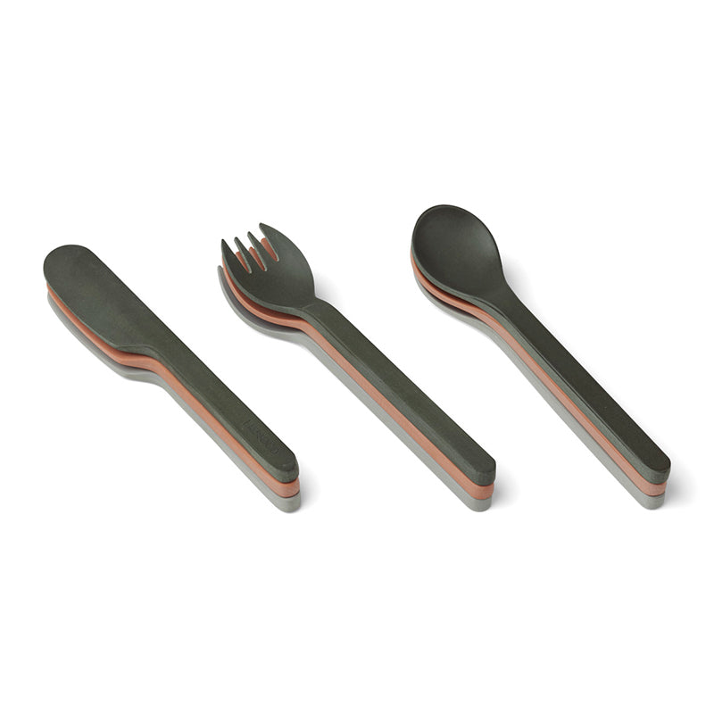 Liewood Frederikke bambus bestikksett, 9 deler - Hunter green multi mix