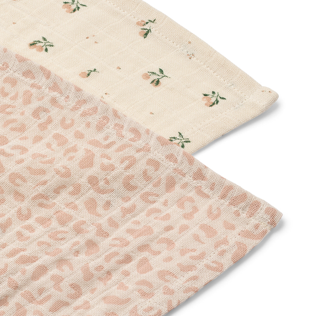 Liewood Lewis muslinkluter, 2-pakning – Mini leo / Mini peach Mix