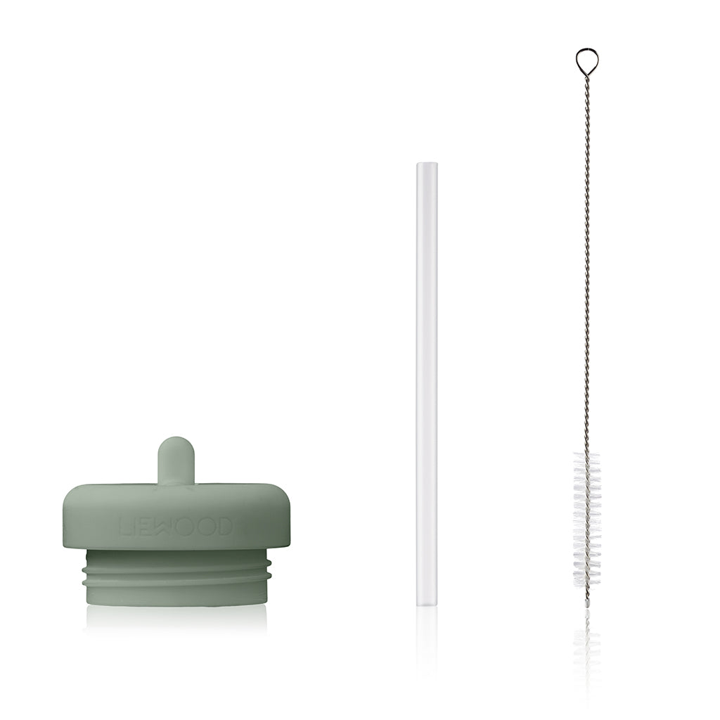 Liewood sportslokk m. sugerør og børste til Wilson sammenleggbar drikkeflaske - Faune green