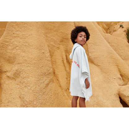 Liewood Kaiden badeponcho med hette, Stripe Pure sky / Creme de la creme