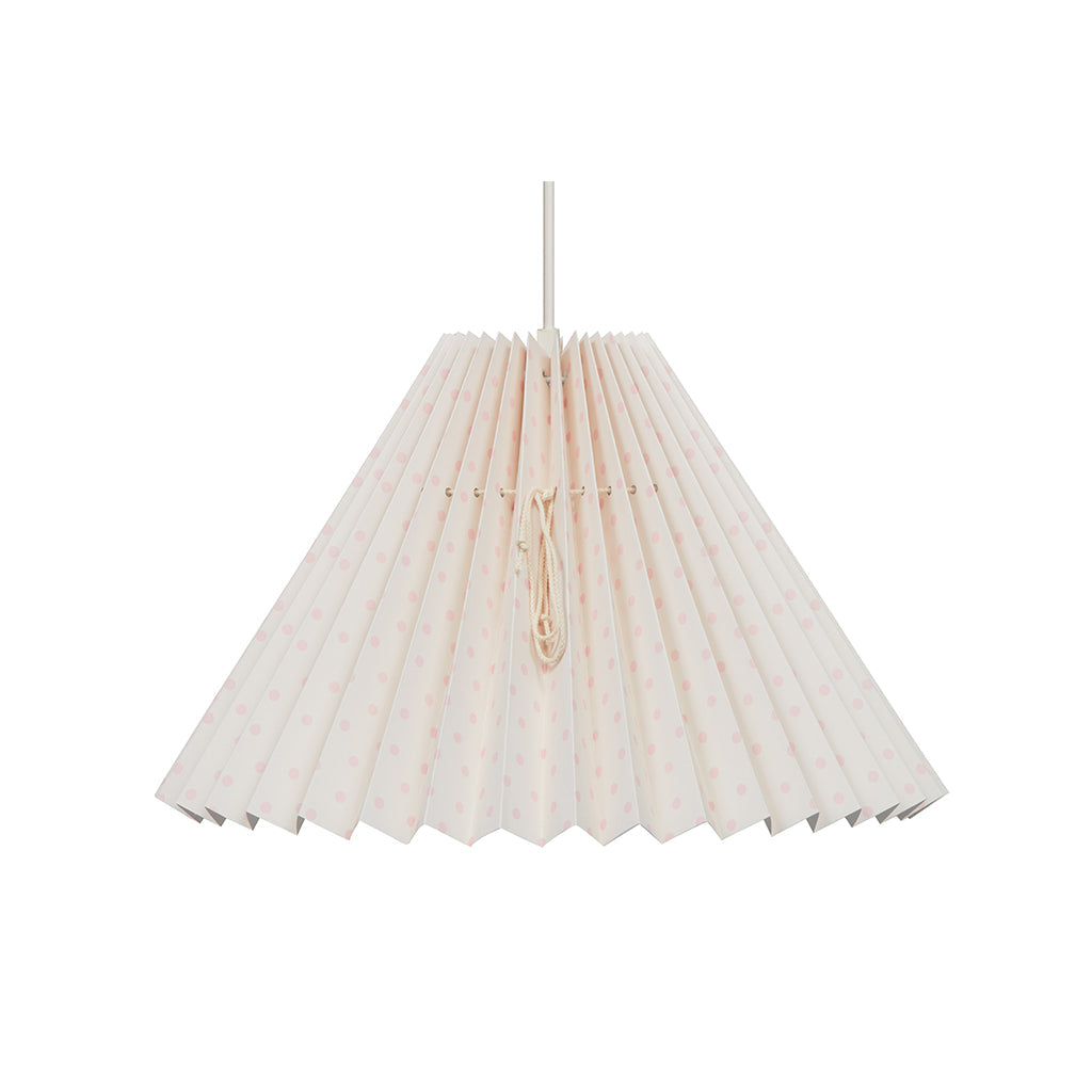 Pink Rose Loftslampe med foldet skjerm i papir – 32 cm – Beige med lyserøde prikker