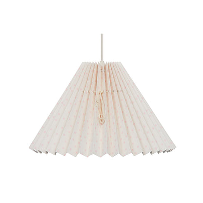 Pink Rose Loftslampe med foldet skjerm i papir – 32 cm – Beige med lyserøde prikker