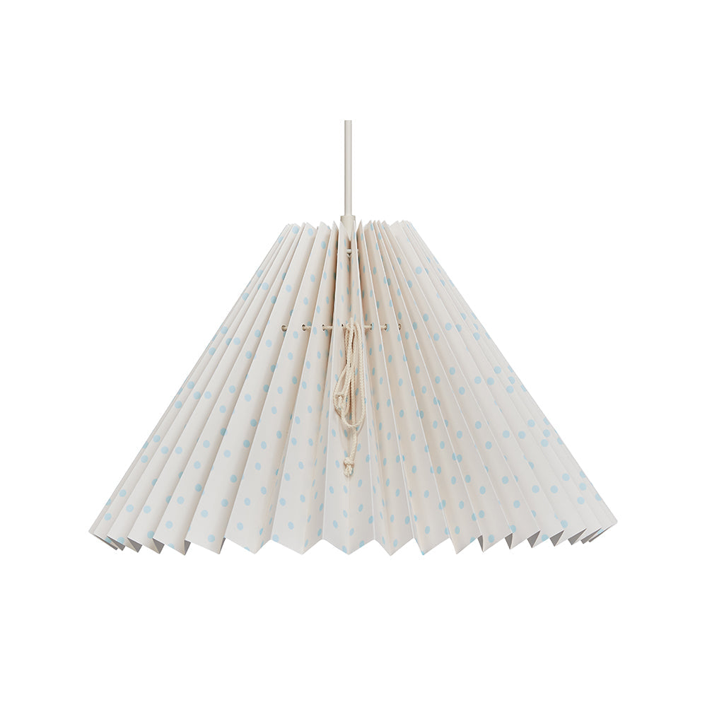 Pink Rose Taklampe med foldet skjerm i papir - 32 cm - Beige med lyseblå prikker