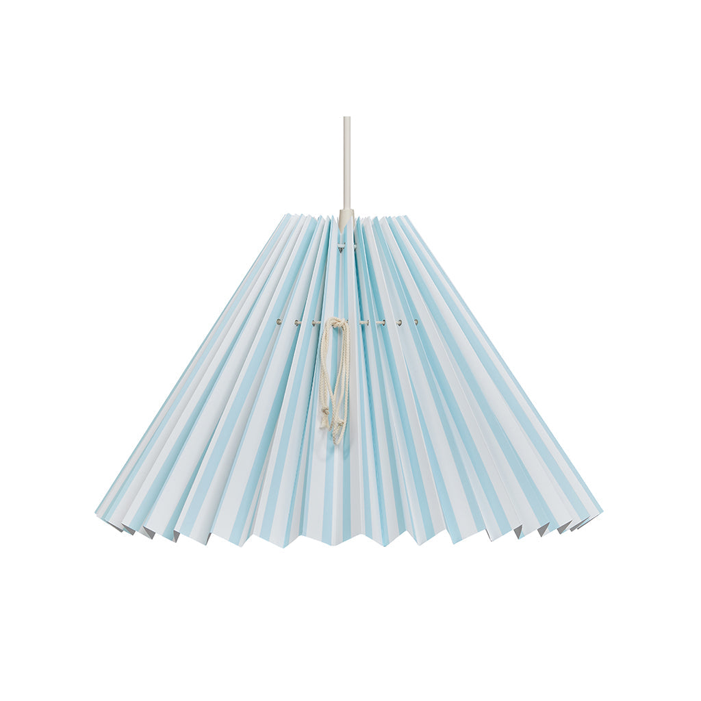 Pink Rose Taklampe med foldet skjerm i papir - 32 cm - Hvit med lyseblå striper