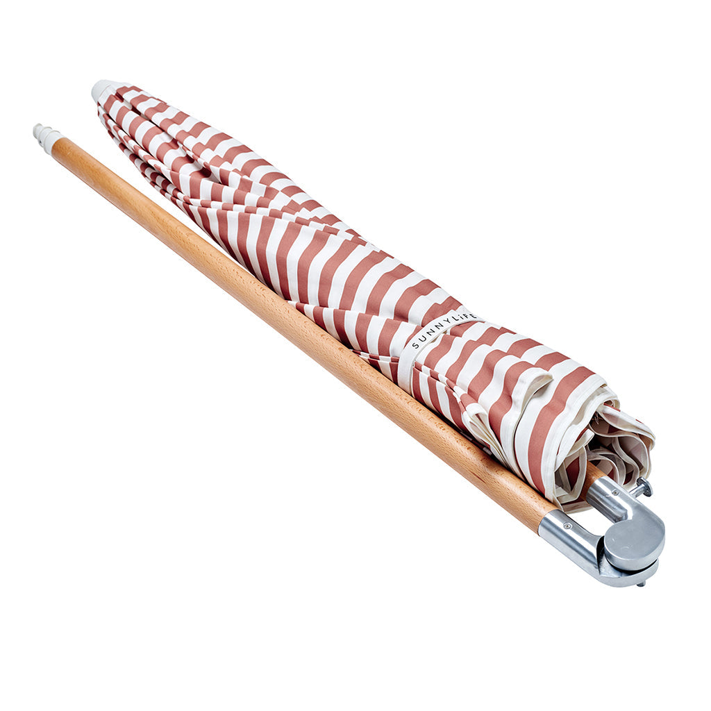 Sunnylife Luxe strandparasoll, UP50+ faktor - Tierra clay stripe