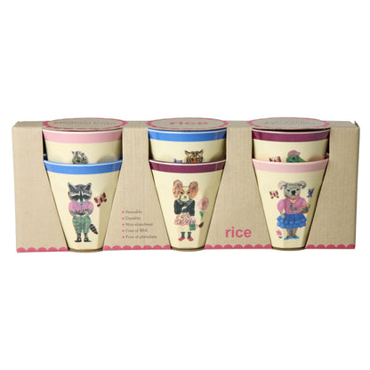 Rice melamin kopper, multifarvet, Nathalie Lété Print, 6-pak - Small