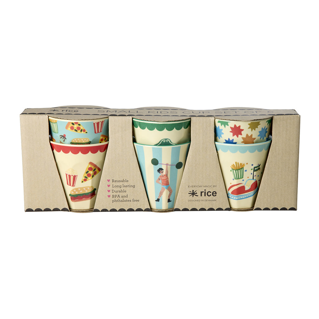 Rice melamin kopper, Fun Fair print, 6-pak, Small - Mint