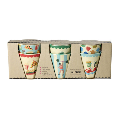 Rice melamin kopper, Fun Fair print, 6-pak, Small - Mint