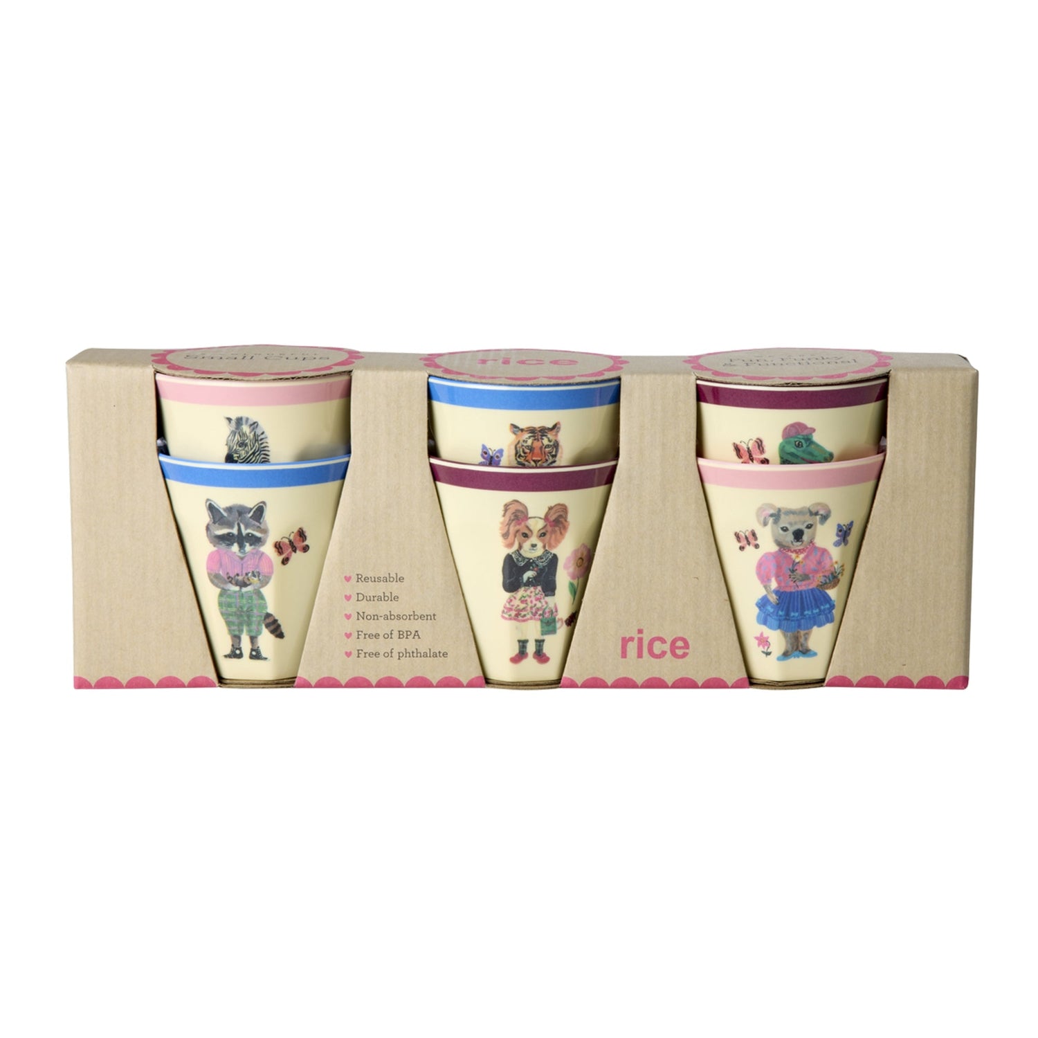 Rice melamin kopper, Multifarvet, Nathalie Lété Print, 6-pak - Medium