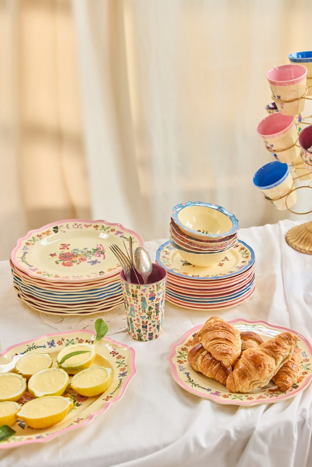 Rice melamin, Lille Vintage Serveringsfad, Pink - Nathalie Lété Print