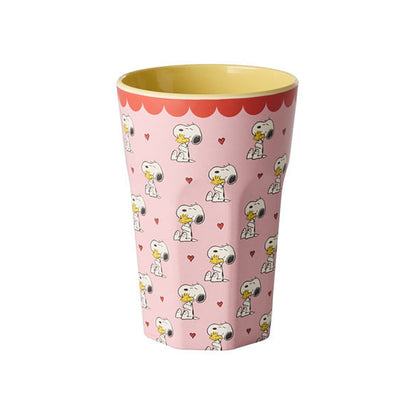 Rice melaminkopp for barn, Høy, Snoopy - Rosa print