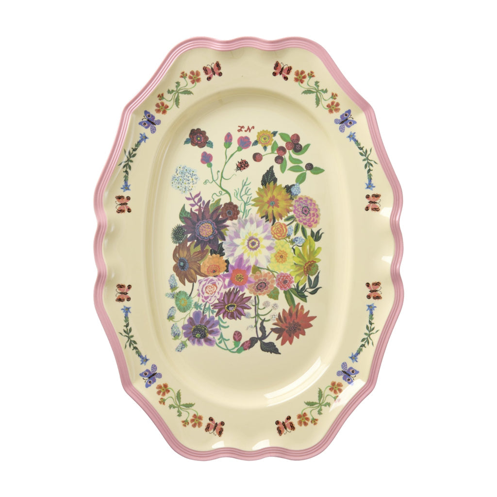 Rice melamin, Lille Vintage Serveringsfad, Pink - Nathalie Lété Print