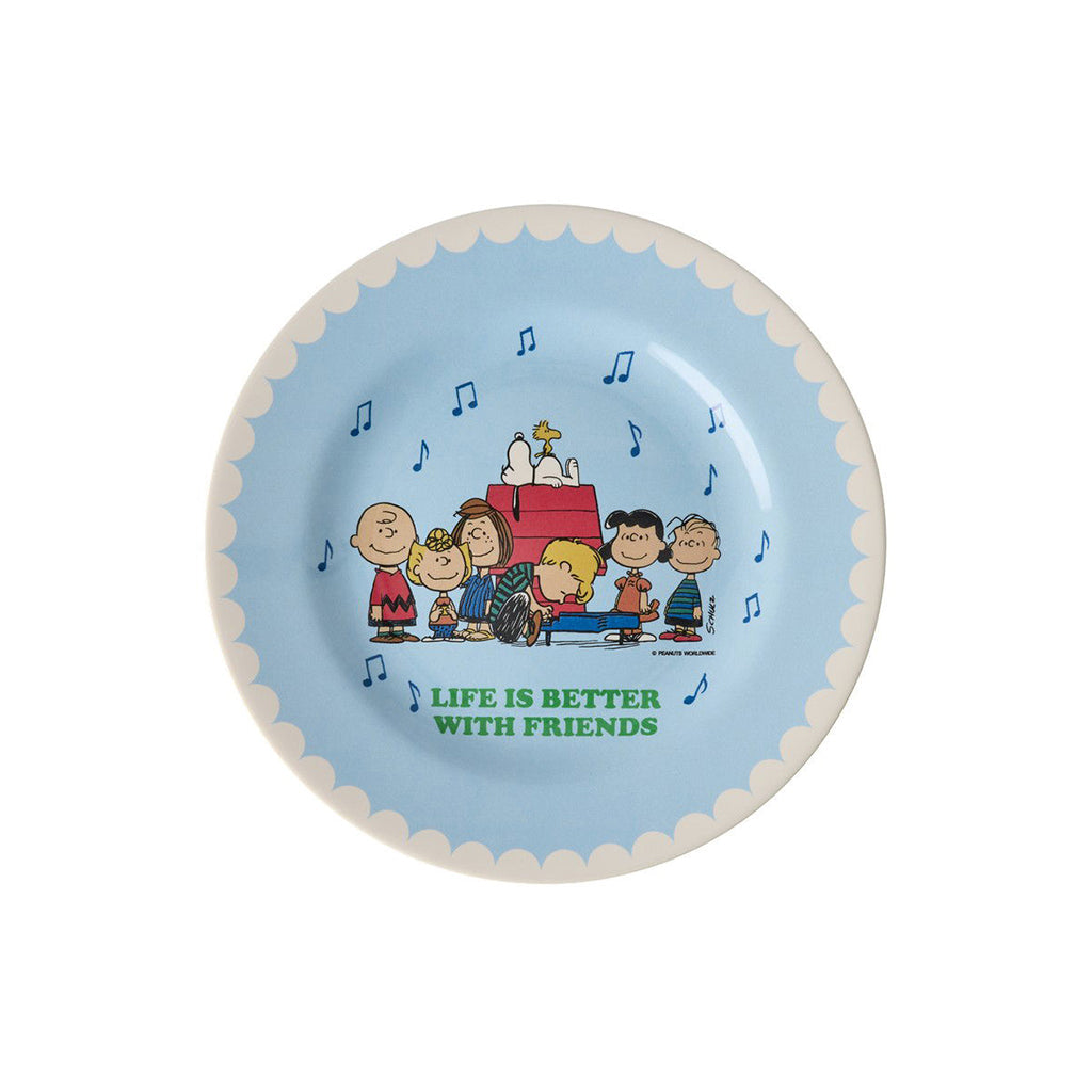 Rice melamin, sidetallerken, Snoopy - Lys blå