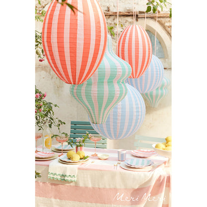 Meri Meri lanterne i rispapir, Stripy lanterns, 3-pakning - UTEN LYSPÆRE