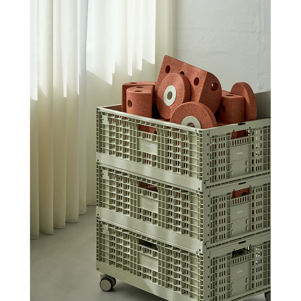 Modu Oppbevaringskasse, Ekstra stor sammenleggbar/stabelbar kasse - Dusty Green