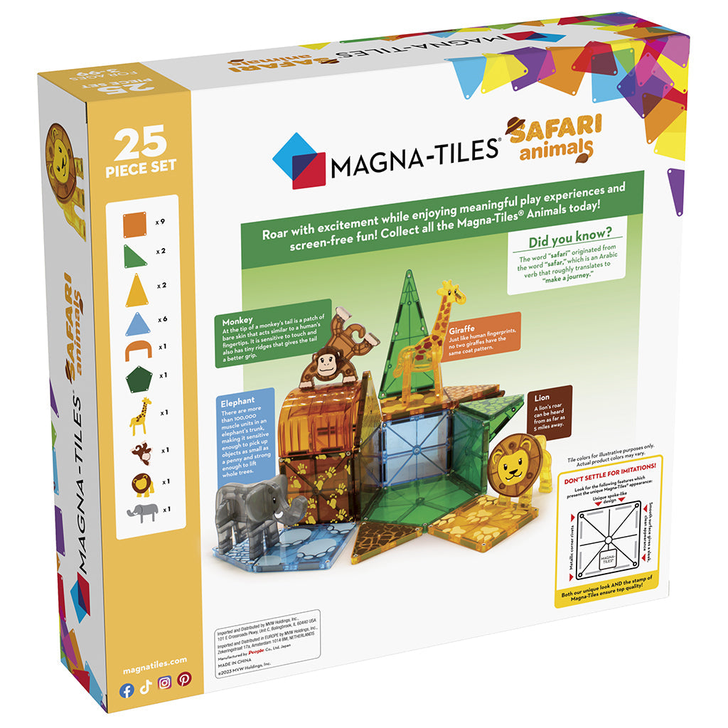 Magna-Tiles Safari Animals, Magnetisk byggesett med 25 deler